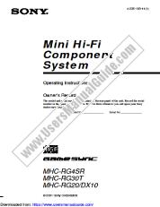 View MHC-RG20 pdf Operating Instructions  (primary manual)