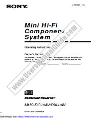 Ansicht MHC-RG70AV pdf Betriebsanleitung (primäres Handbuch)