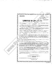 Ver NW-S203F pdf Tarjeta de garantía limitada