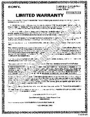 View MZ-N510CK pdf Warranty Card (U.S. Only)