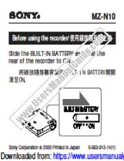 View MZ-N10 pdf Notice: before using the recorder