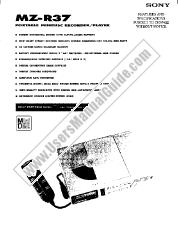 Voir MZ-R37 pdf Spécifications de marketing