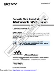 Ver NW-HD1 pdf Instrucciones de operación