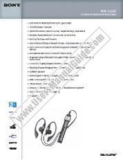 Voir NW-S205F pdf Spécifications de marketing