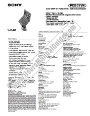 Ver PCG-C1VN pdf Especificaciones de comercialización