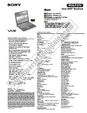 View PCG-F270 pdf Marketing Specifications