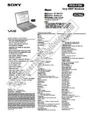 View PCG-F290 pdf Marketing Specifications