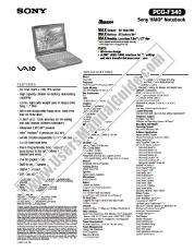View PCG-F340 pdf Marketing Specifications