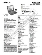 View PCG-F360 pdf Marketing Specifications