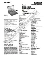 View PCG-F370 pdf Marketing Specifications