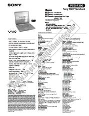View PCG-F390 pdf Marketing Specifications