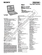 View PCG-F420 pdf Marketing Specifications
