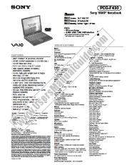 Vezi PCG-F430 pdf Specificațiile de marketing