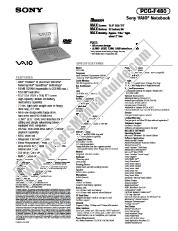 View PCG-F480 pdf Marketing Specifications
