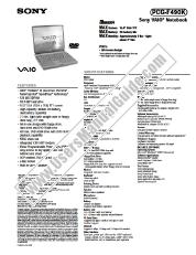 Ver PCG-F490K pdf Especificaciones de comercialización