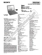 View PCG-F540 pdf Marketing Specifications