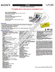 Vezi PCG-FR130 pdf Specificații