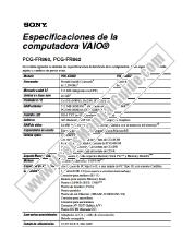 Ver PCG-FR860 pdf Especificaciones