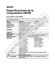 Voir PCG-FR872 pdf Especificaciones