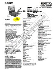 View PCG-FX150 pdf Marketing Specifications