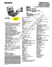 Ver PCG-FX170 pdf Especificaciones de comercialización
