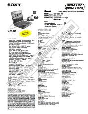 View PCG-FX190 pdf Marketing Specifications