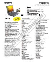 View PCG-FX210 pdf Marketing Specifications