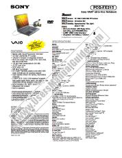 View PCG-FX215 pdf Marketing Specifications