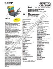 View PCG-FX220 pdf Marketing Specifications