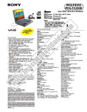 View PCG-FX250 pdf Marketing Specifications