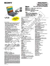 View PCG-FX270K pdf Marketing Specifications