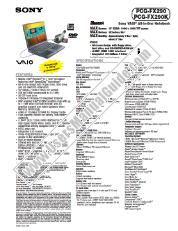 View PCG-FX290 pdf Marketing Specifications