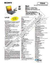 Ver PCG-FXA49 pdf Especificaciones de comercialización