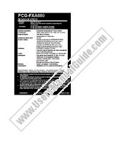 Ansicht PCG-FXA680 pdf Etiquetas de especificaciones