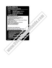 Voir PCG-GR370 pdf Étiquette