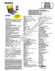 View PCG-GR390P pdf Marketing Specifications