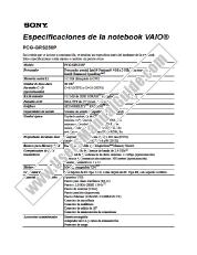 Voir PCG-GRS250P pdf Especificaciones