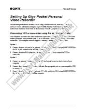 Voir PCG-GRT240G pdf Addendum: Mise en place Giga Pocket Video Recorder