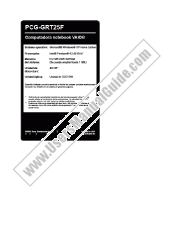 Voir PCG-GRT25F pdf Étiquette de especificaciones