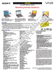 Ver PCG-GRX550 pdf Especificaciones de comercialización