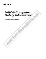 Ansicht PCG-R505ELK pdf VAIO Computer Sicherheitshinweise
