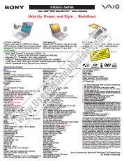 View PCG-R505GC pdf Marketing Specifications