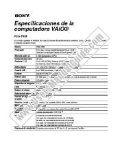 Voir PCG-TR2F pdf Especificaciones