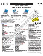 Ver PCG-V505AC pdf Especificaciones de comercialización
