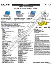 Vezi PCG-V505BX pdf Specificațiile de marketing