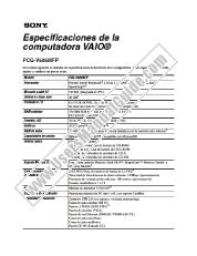 View PCG-V505MFP pdf Especificaciones