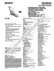 Ver PCG-XG19 pdf Especificaciones de comercialización