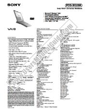 View PCG-XG28K pdf Marketing Specifications