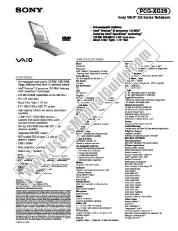 View PCG-XG29 pdf Marketing Specifications