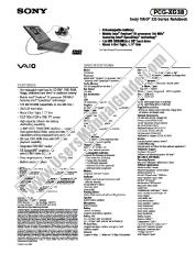 Ver PCG-XG38 pdf Especificaciones de comercialización